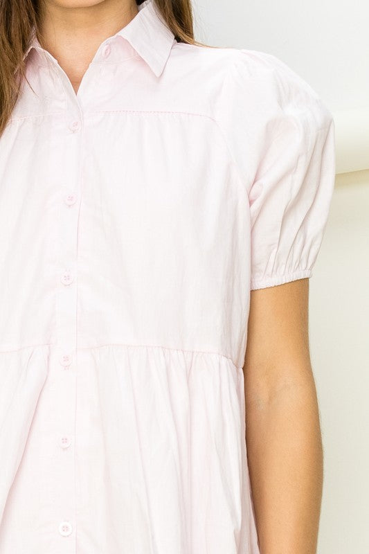 Not Your Girl Tiered Button-Up Mini Dress - The Beaucoup Home