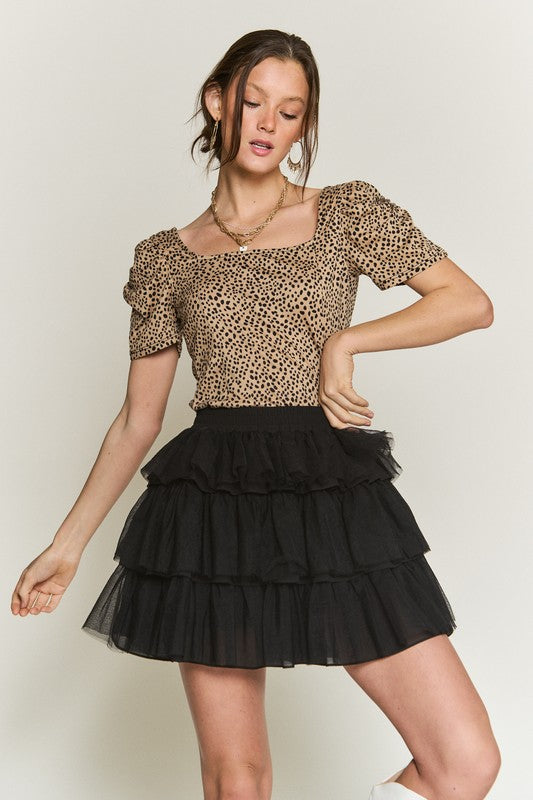 Solid Mesh Tiered Skirt - The Beaucoup Home