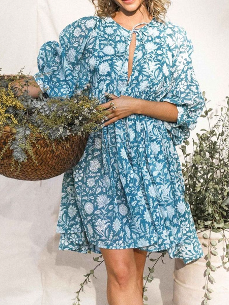 Floral Tie Loose Dress