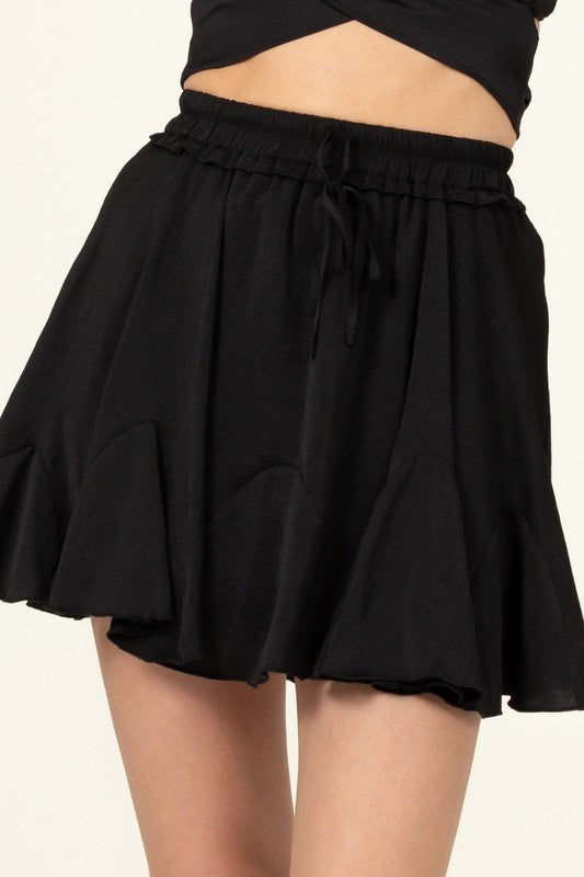 Not Your Girl Drawstring Ruffled Mini Skirt - The Beaucoup Home