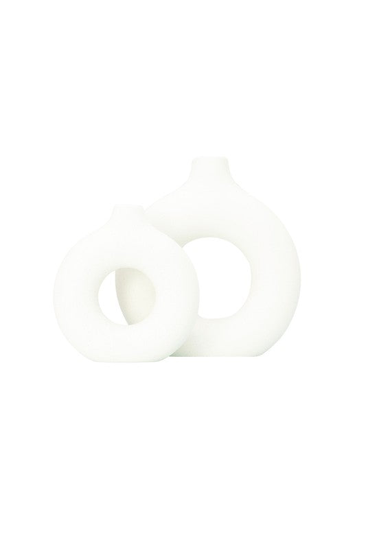 Modern Ceramic Vase Round Shape - 2 pcs/set - The Beaucoup Home