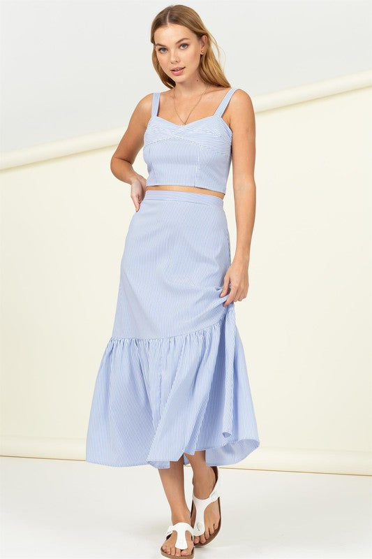 High Waist Ruffle Hem Midi Skirt - The Beaucoup Home