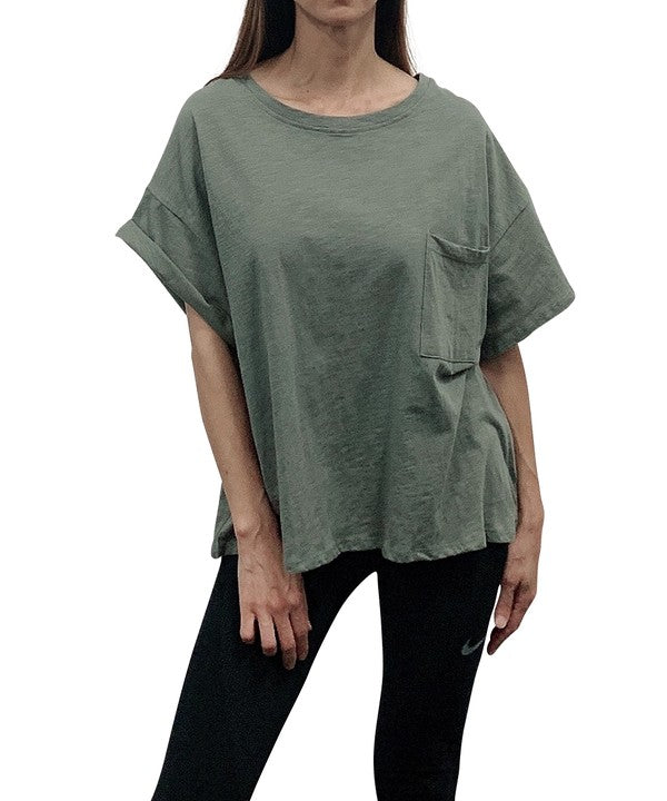 POCKET OVERSIZE CROP T-SHIRT - The Beaucoup Home