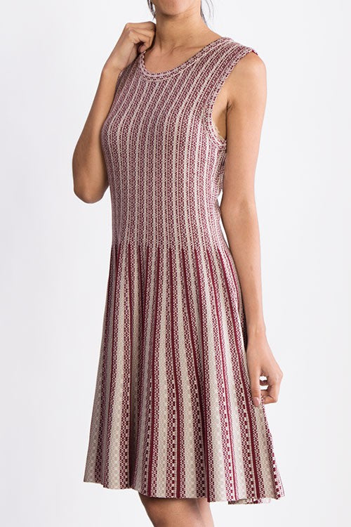 Flare Sleeveless Jacquard Sweater Knitted Dress - The Beaucoup Home