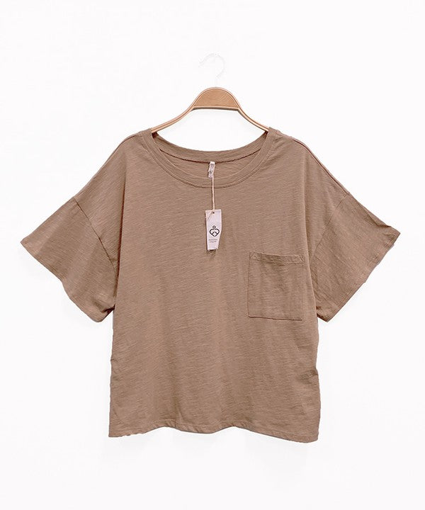 POCKET OVERSIZE CROP T-SHIRT - The Beaucoup Home