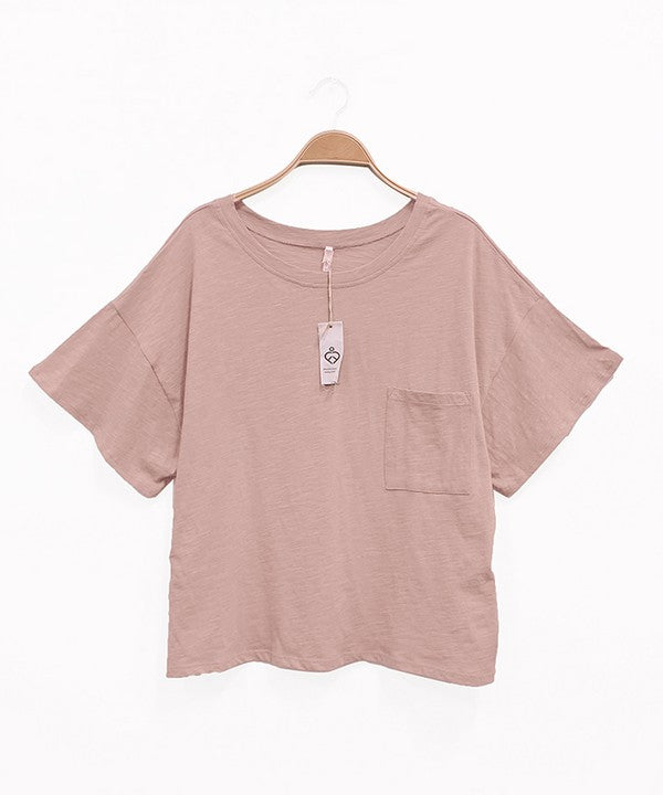 POCKET OVERSIZE CROP T-SHIRT - The Beaucoup Home