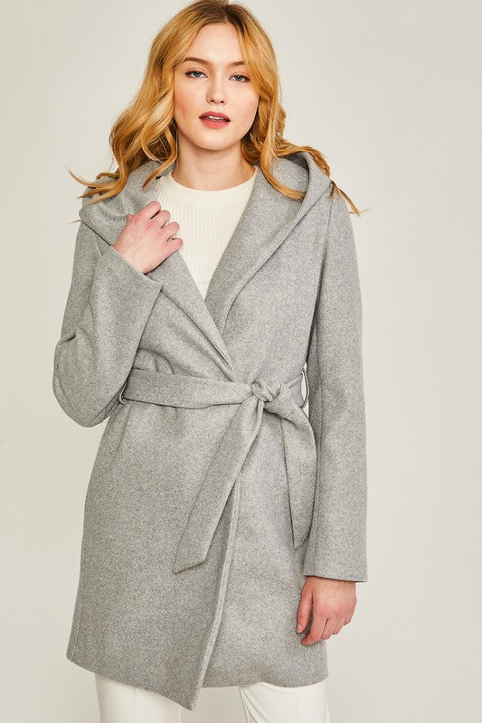 JQ Fleece Belted Hoodie Coat - The Beaucoup Home