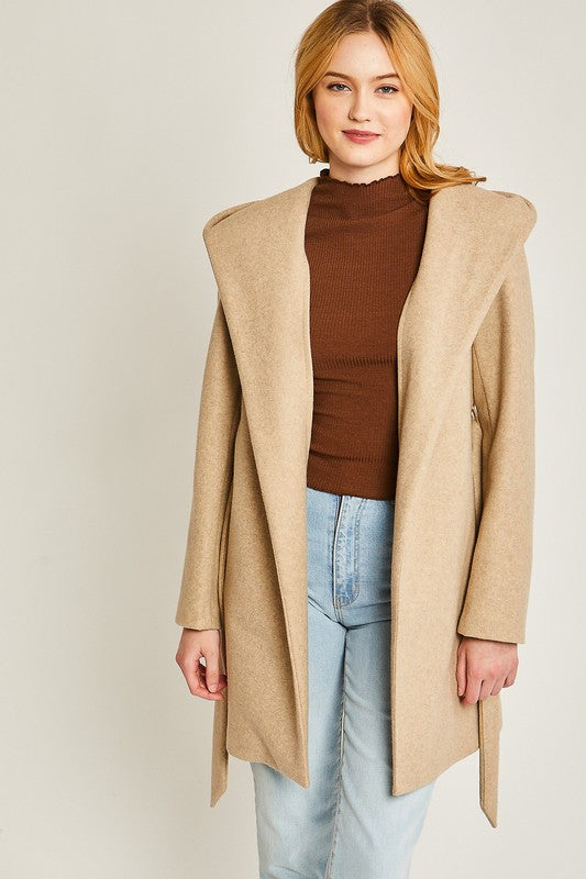 JQ Fleece Belted Hoodie Coat - The Beaucoup Home