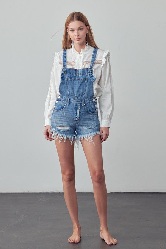 Frayed Overall Romper - The Beaucoup Home