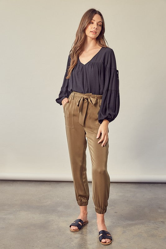 Satin Pants with Belt - The Beaucoup Home