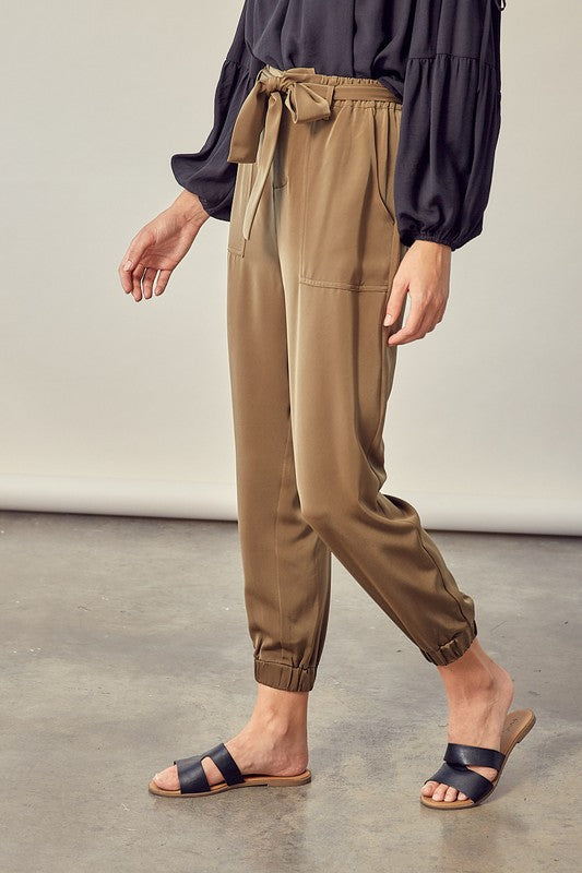 Satin Pants with Belt - The Beaucoup Home