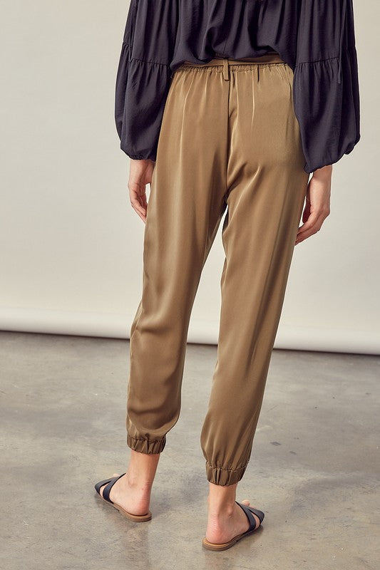 Satin Pants with Belt - The Beaucoup Home