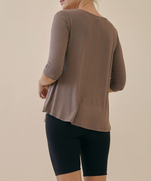 Boatneck Bamboo Elbow Sleeve Shirt - The Beaucoup Home