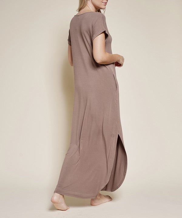 Bamboo Cotton Maxi Dress with Side Splits - The Beaucoup Home