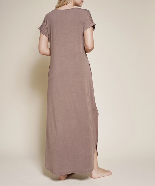 Bamboo Cotton Maxi Dress with Side Splits - The Beaucoup Home