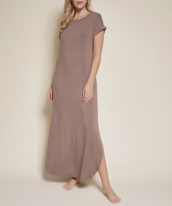 Bamboo Cotton Maxi Dress with Side Splits - The Beaucoup Home