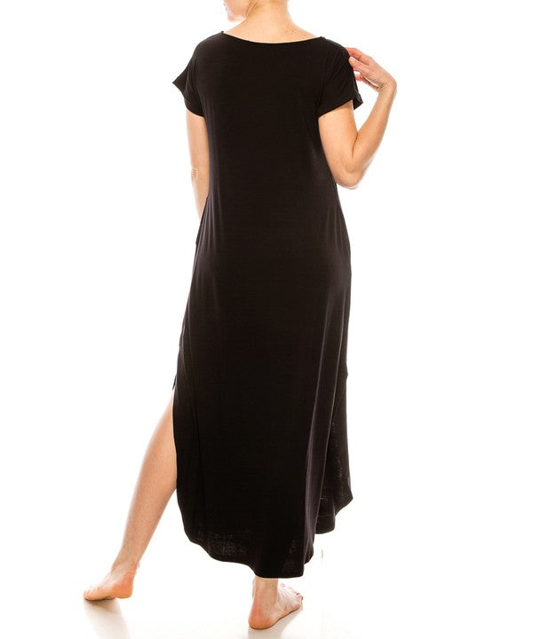 Bamboo Cotton Maxi Dress with Side Splits - The Beaucoup Home