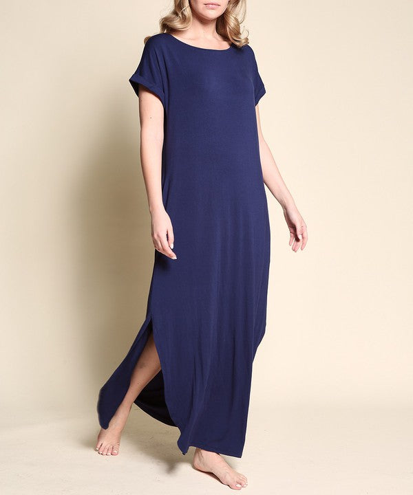 Bamboo Cotton Maxi Dress with Side Splits - The Beaucoup Home