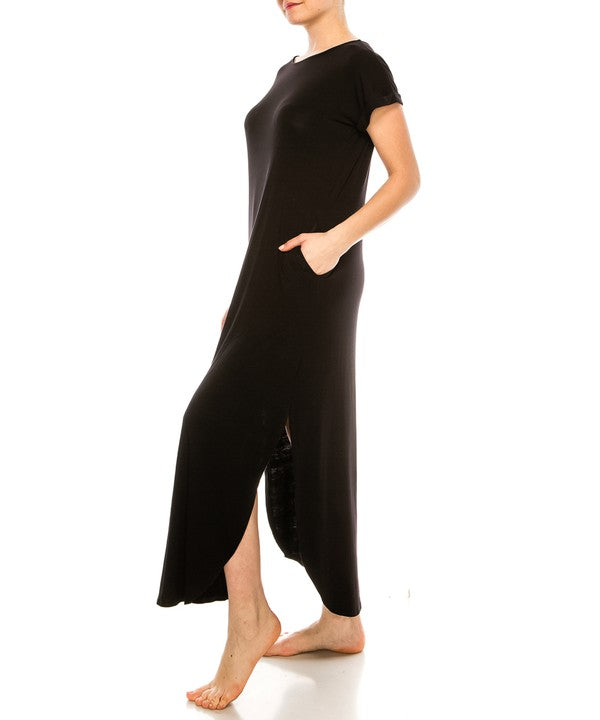 Bamboo Cotton Maxi Dress with Side Splits - The Beaucoup Home