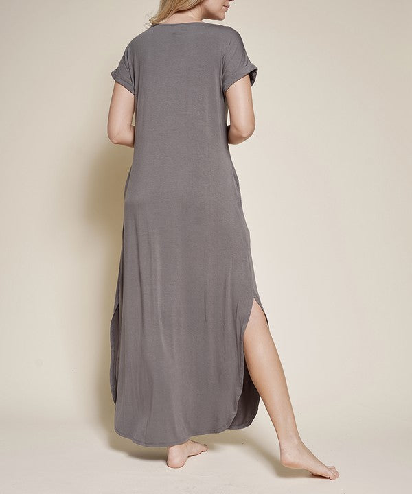 Bamboo Cotton Maxi Dress with Side Splits - The Beaucoup Home