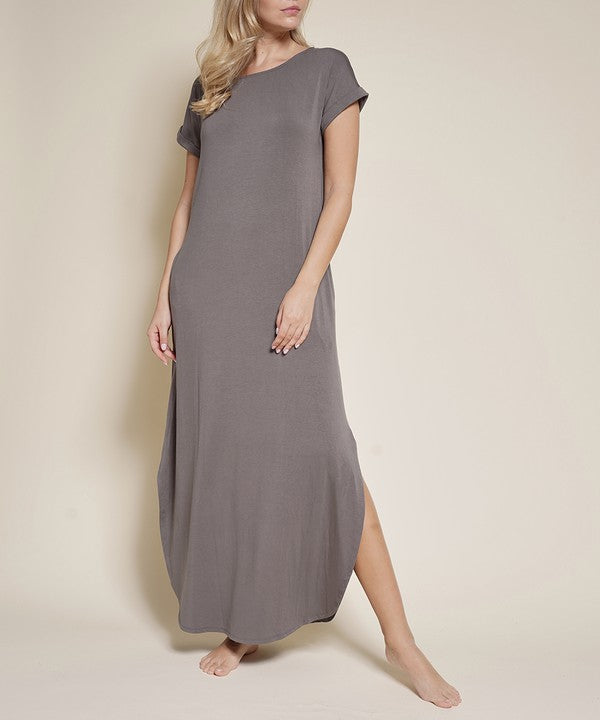 Bamboo Cotton Maxi Dress with Side Splits - The Beaucoup Home