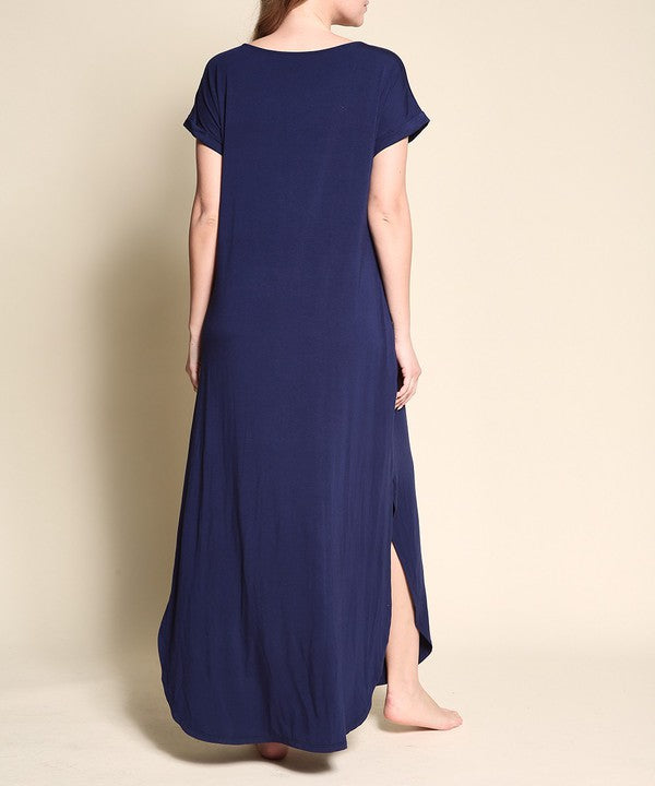 Bamboo Cotton Maxi Dress with Side Splits - The Beaucoup Home