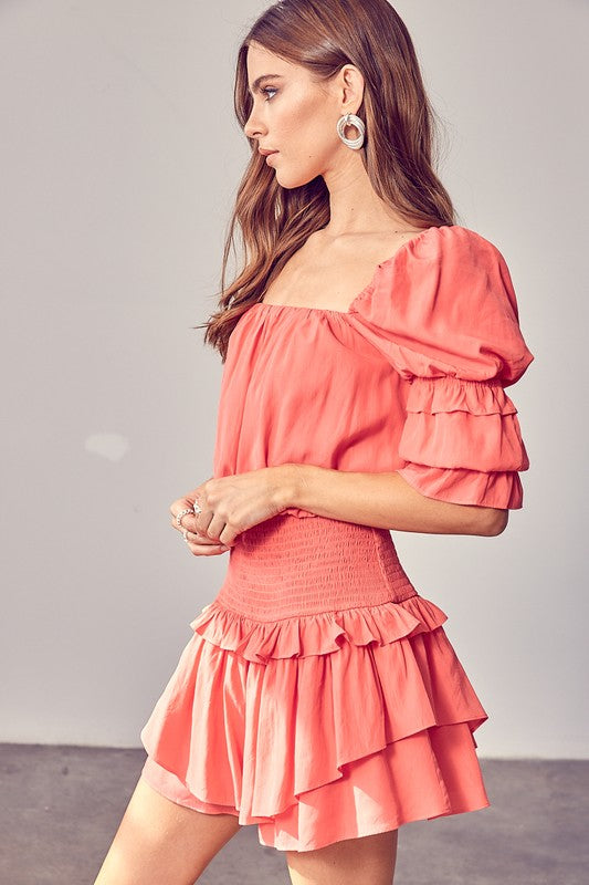 Puff Sleeve Smocked Waist Romper - The Beaucoup Home