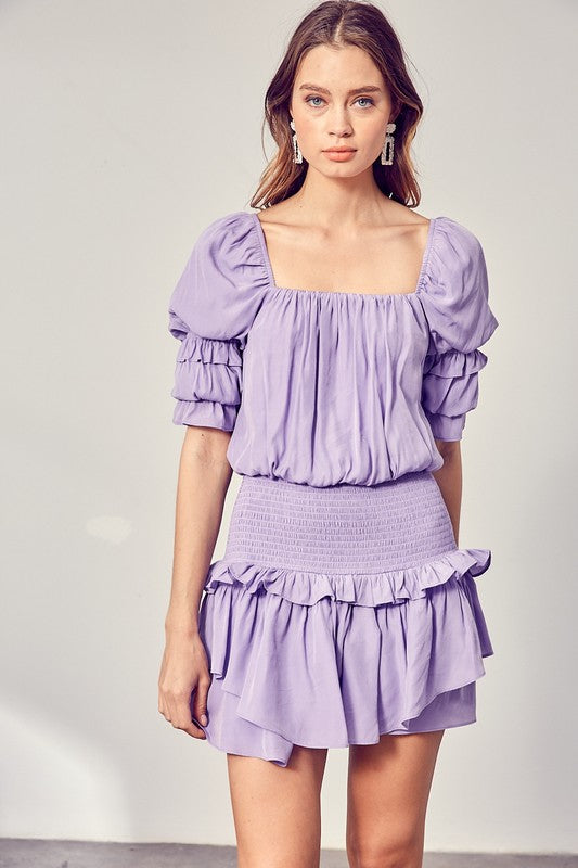 Puff Sleeve Smocked Waist Romper - The Beaucoup Home