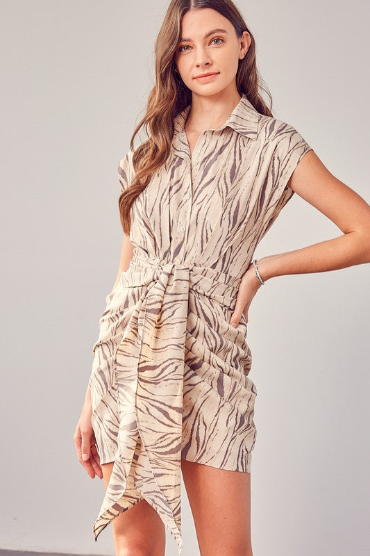 Print Front Tie Dress - The Beaucoup Home