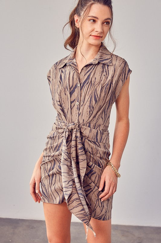 Print Front Tie Dress - The Beaucoup Home