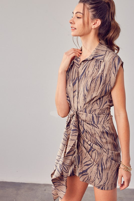 Print Front Tie Dress - The Beaucoup Home