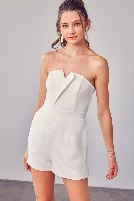 Off Shoulder White Sweetheart Romper - The Beaucoup Home