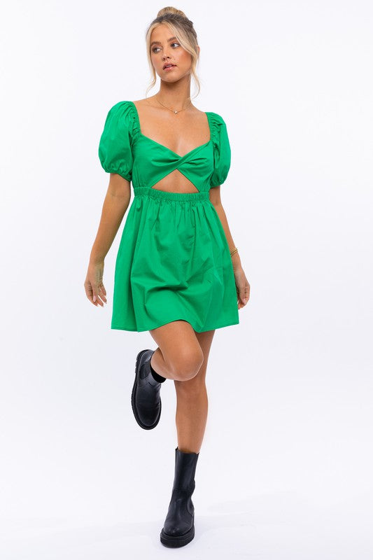 Half Sleeve Twisted Front Dress - The Beaucoup Home