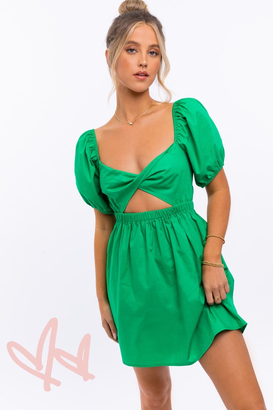 Half Sleeve Twisted Front Dress - The Beaucoup Home