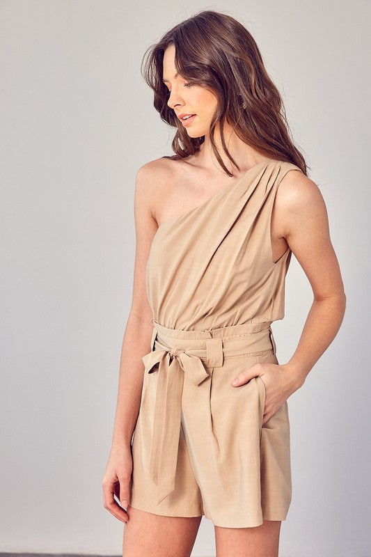 One Shoulder Self-Tie Romper - The Beaucoup Home