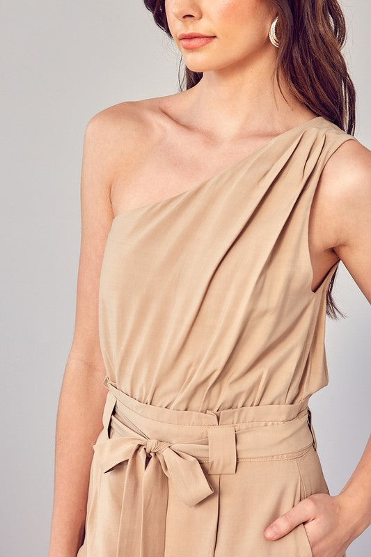 One Shoulder Self-Tie Romper - The Beaucoup Home