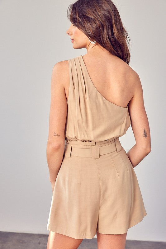 One Shoulder Self-Tie Romper - The Beaucoup Home