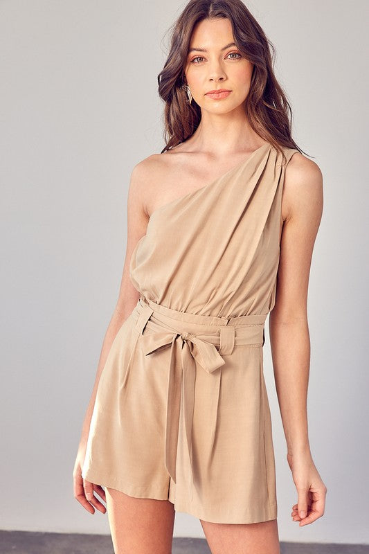 One Shoulder Self-Tie Romper - The Beaucoup Home