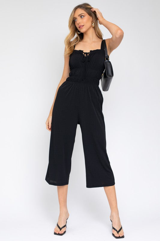 Sleeveless Drawstring Cropped Jumpsuit - The Beaucoup Home