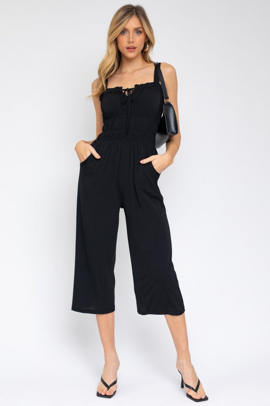 Sleeveless Drawstring Cropped Jumpsuit - The Beaucoup Home