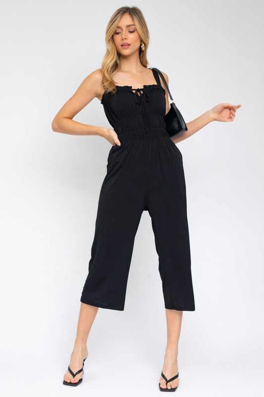 Sleeveless Drawstring Cropped Jumpsuit - The Beaucoup Home