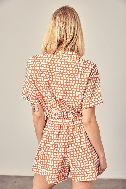 Collared Overlap Polka Dot Romper - The Beaucoup Home