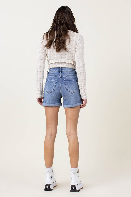 Denim Shorts with Pin Tuck Detail - The Beaucoup Home