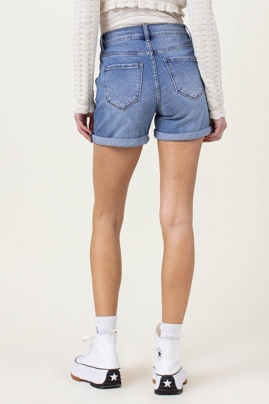 Denim Shorts with Pin Tuck Detail - The Beaucoup Home