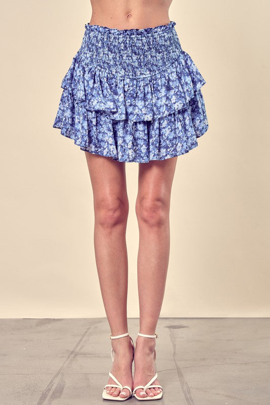 Dizzy Floral Printed Tiered Skorts - The Beaucoup Home