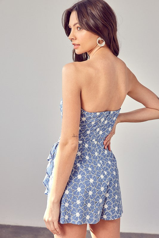 Strapless Eyelet Ruffle Romper - The Beaucoup Home