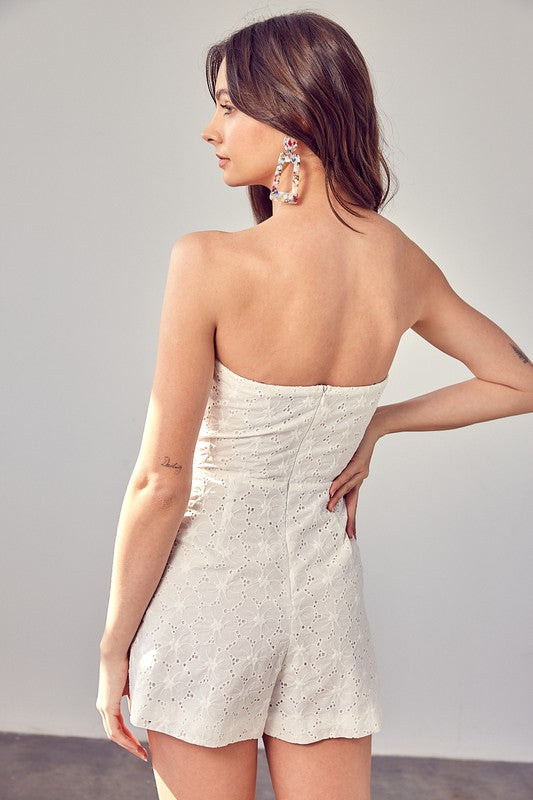 White Eyelet Mini Ruffle Romper - The Beaucoup Home