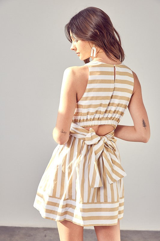 Criss Cross Open Tie Back Mini Dress - The Beaucoup Home