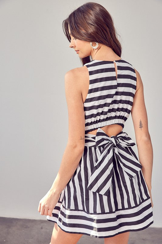 Criss Cross Open Tie Back Mini Dress - The Beaucoup Home