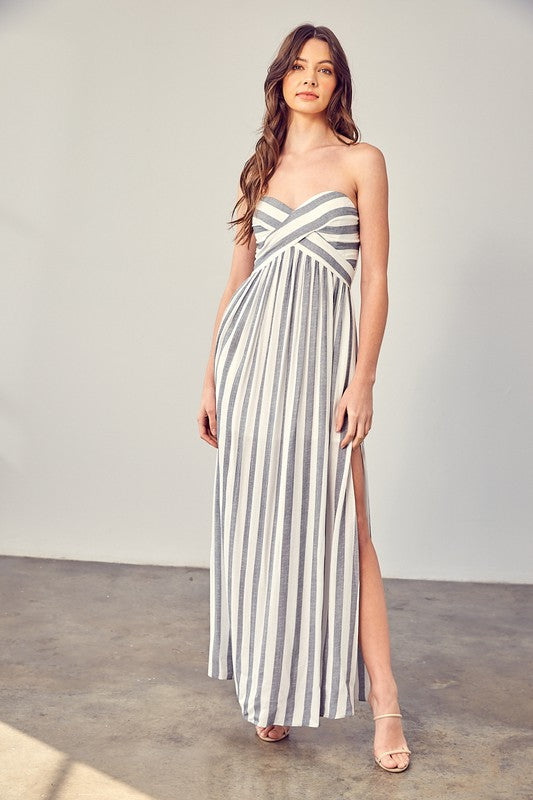 Stripe Print Tube Maxi Dress - The Beaucoup Home